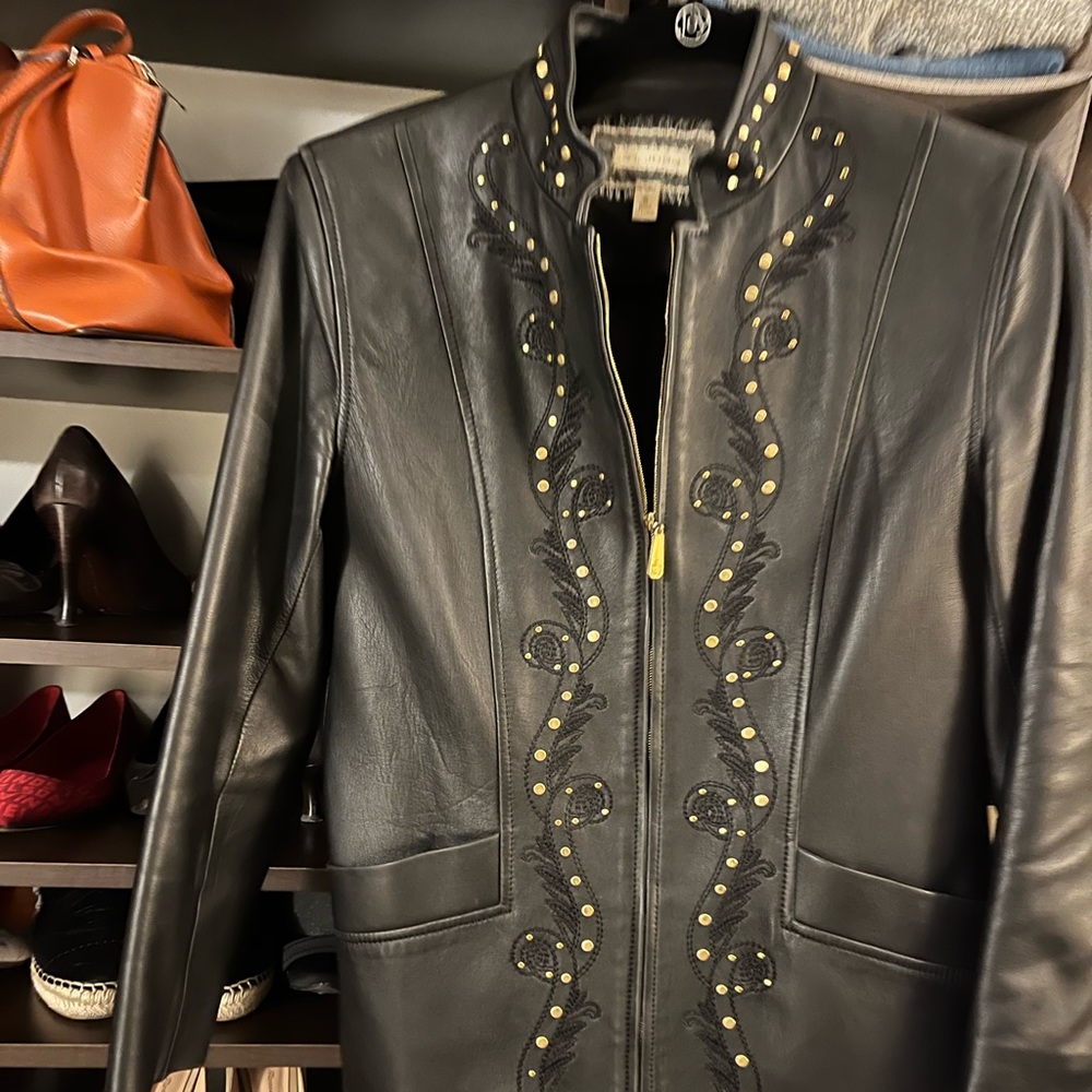 St John black leather jacket